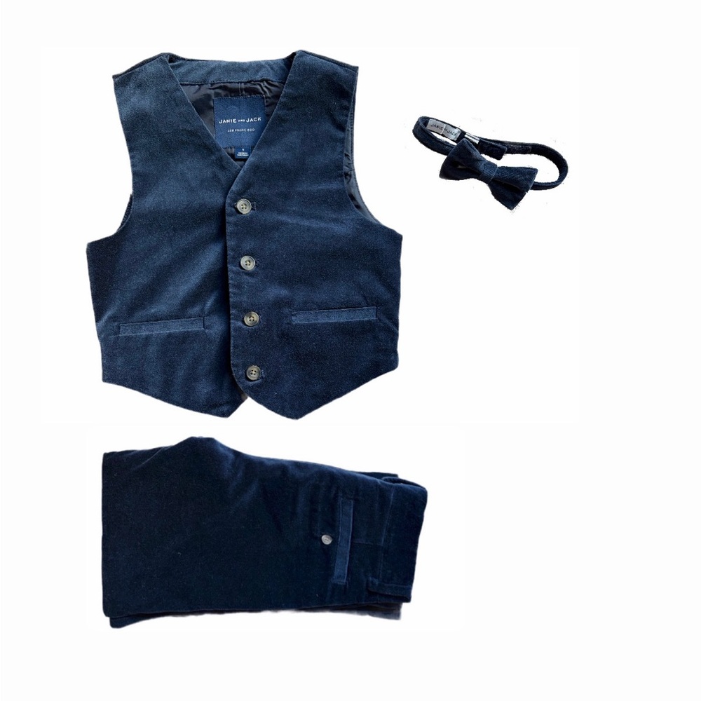 Janie and Jack Midnight Blue Velvet Set Size 5